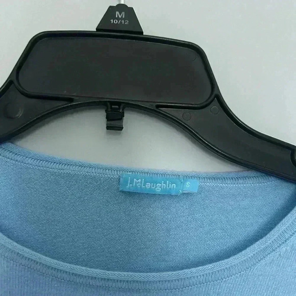 J. McLaughlin Striped Crewneck Sweater size S Blue/Brown Super Soft - Picture 2 of 4